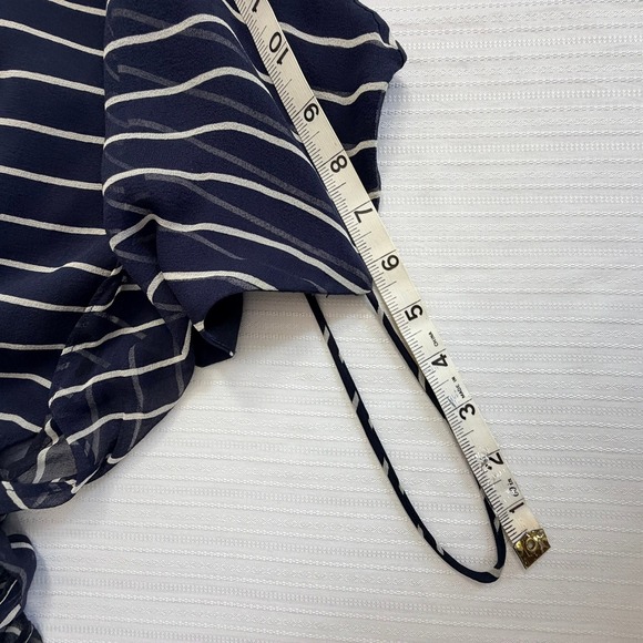 LAUNDRY Vintage Silk Chiffon Striped Dress Women 8 Navy Stripe - Picture 6 of 14